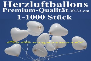 Weiße Herzluftballons, Premium, 30 cm