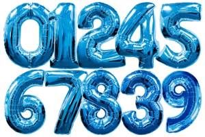 Luftballons aus Folie große Zahlen, 100 cm, Blau