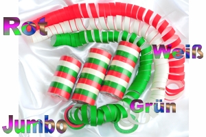 Luftschlangen Jumbo, Rot-Weiß-Grün