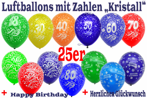 Zahlen-Luftballons-Kristall, 25er Beutel