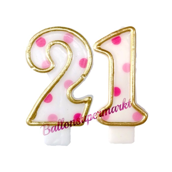 Partydekoration und Luftballons im Shop Zahlenkerzen Pink Dots 21 ...