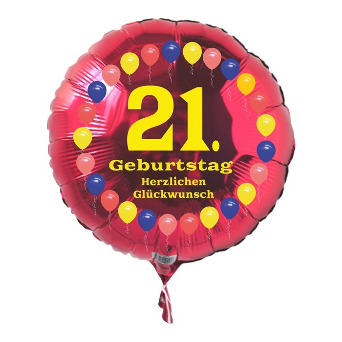 Partydekoration und Luftballons im Shop Folienballon 21. Geburtstag