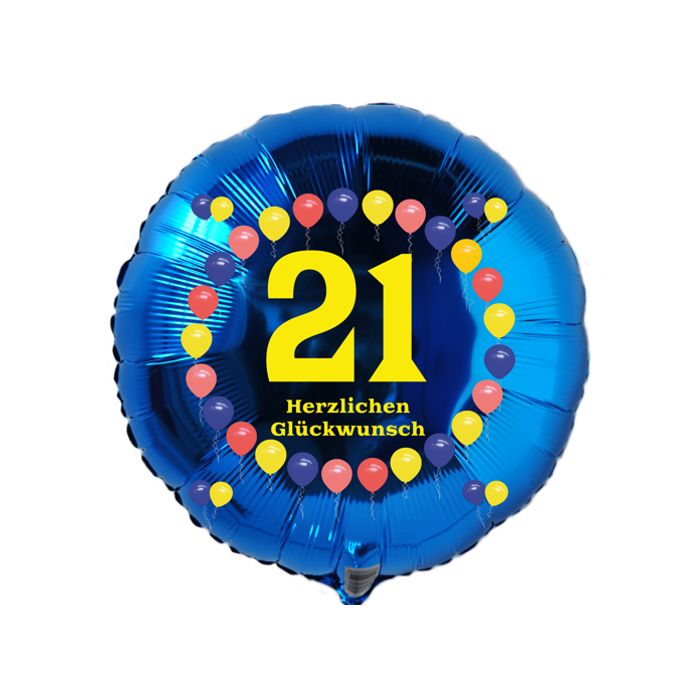 Partydekoration und Luftballons im Shop Folienballon blau zum 21