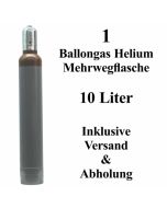 1 Ballongas Helium 10 Liter, 14 Tage Verleih, Mehrwegflasche