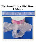 Deko-Zierband, Stoff-Schmuckband, It's a Girl, Rosa, Mädchen, Girl, 1 Meter