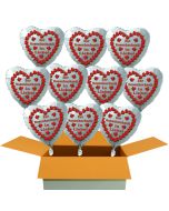 10 weiße Herzluftballons aus Folie: Zur Rosenhochzeit in Liebe!