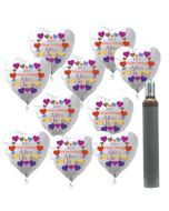 100 Herzluftballons "Zum Valentinstag Alles Liebe" mit 10 Liter Ballongas-Helium