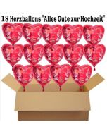 18 Hochzeitsballons, Luftballons zur Hochzeit, rote Herzballons mit Trauringen, Hochzeitstaube und Schwänen, Alles Gute zur Hochzeit, inklusive Ballongas Helium