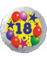 Sterne und Ballons 18, Luftballon aus Folie zum 18. Geburtstag, ohne Ballongas