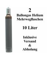 2 Ballongas Helium 10 Liter, 14 Tage Verleih, Mehrwegflaschen