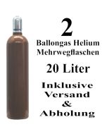 2 Ballongas Helium 20 Liter Mehrwegflaschen