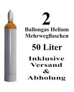 2 Ballongas Helium 50 Liter Mehrwegflaschen