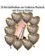 20 Herzluftballon s zur Goldenen Hochzeit mit Helium Einweg