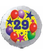 Sterne und Ballons 29, Luftballon aus Folie zum 29. Geburtstag, ohne Ballongas