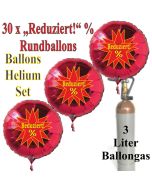 30 "Reduziert! %" Star Rundballons aus Folie in Rot mit 3 Liter Ballongas