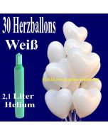 30 weiße Herzluftballons, Ballons Helium Set zur Hochzeit