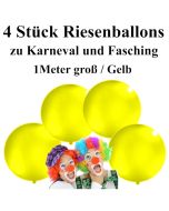 4 Riesenballons zu Karneval und Fasching, 1 Meter groß, Gelb
