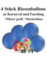 4 Riesenballons zu Karneval und Fasching, 1 Meter groß, Marineblau