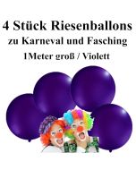 4 Riesenballons zu Karneval und Fasching, 1 Meter groß, Violett