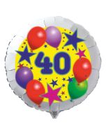 Luftballon aus Folie zum 40. Geburtstag, weisser Rundballon, Sterne und Luftballons, inklusive Ballongas