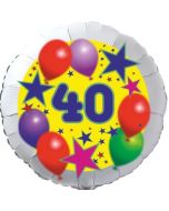 Sterne und Ballons 40, Luftballon aus Folie zum 40. Geburtstag, ohne Ballongas