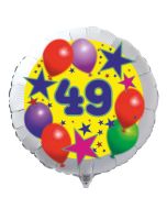 Luftballon aus Folie zum 49. Geburtstag, weisser Rundballon, Sterne und Luftballons, inklusive Ballongas