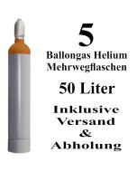 5 Ballongas Helium 50 Liter Mehrwegflaschen