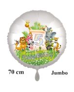 Luftballon Zahl 5 zum 5. Geburtstag, 70 cm, Dschungel mit Wildtieren