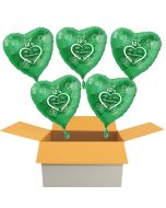 5 grüne Herzluftballons aus Folie, Alles Gute zur Petersilienhochzeit