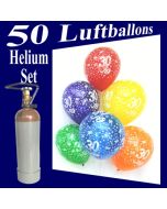 50 Zahlenluftballons Zahl 30, Geburtstag, Jubiläum, Ballons Helium Set mit Ballongasflasche
