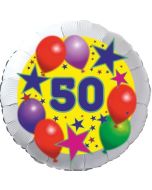 Sterne und Ballons 50, Luftballon aus Folie zum 50. Geburtstag, ohne Ballongas