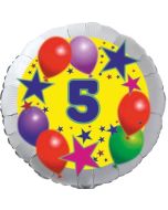 Sterne und Ballons 5, Luftballon aus Folie zum 5. Geburtstag, ohne Ballongas