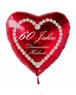 Roter Herzluftballon aus Folie: 60 Jahre, Diamantene Hochzeit