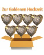 7 Herzluftballons zur Goldenen Hochzeit mit Helium