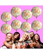 7 Ballons mit Helium-Ballongas, Zahl 50, zum 50. Geburtstag