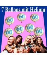 7 Ballons mit Helium-Ballongas, Zahl 60, zum 60. Geburtstag