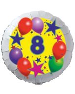 Sterne und Ballons 8, Luftballon aus Folie zum 8. Geburtstag, ohne Ballongas