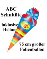 ABC Schultüte, großer Luftballon aus Folie mit Ballongas-Helium zu Schulanfang, Einschulung, Schulbeginn