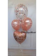 Ballon-Bouquet Rosegold mit Konfetti Luftballon