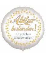 Abitur bestanden! Herzlichen Glückwunsch! Weißer Luftballon 45 cm rund