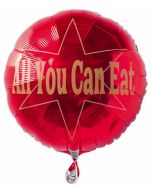 All you can eat, Rund-Luftballon aus Folie mit Helium Ballongas