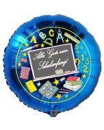Alles Gute zum Schulanfang blauer Luftballon aus Folie inklusive Ballongas Helium