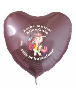 Alles Gute zum Schulanfang personalisierter rosa Luftballon mit Einhorn und Namen des Schulanfängers aus Folie inklusive Ballongas Helium