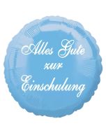 Alles Gute zur Einschulung. Hellblauer Luftballon aus Folie, 45 cm, mit Helium zum Schulanfang