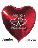 Alles Gute zur Rubinhochzeit, großer roter Herzluftballon, Geschenk zum 40. Hochzeitstag mit Namen der Eheleute