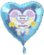 Herzluftballon Türkis aus Folie zu Geburt und Taufe, Baby Party: Baby Boy - Ein Junge!