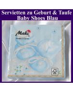 Baby Shoes Blau Servietten, Tischdekoration zu Geburt und Taufe, Junge