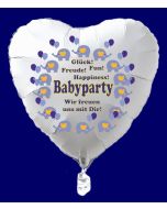 Babyparty Luftballon, Herzluftballon in Weiß mit Ballongas Helium, Babyparty Boy, Junge