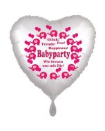 Babyparty Luftballon, Herzluftballon in Weiß mit Ballongas Helium, Babyparty Girl, Mädchen