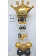 Wunderschöne Luftballon-Deko mit Krone in Gold-Weiß-Schwarz
